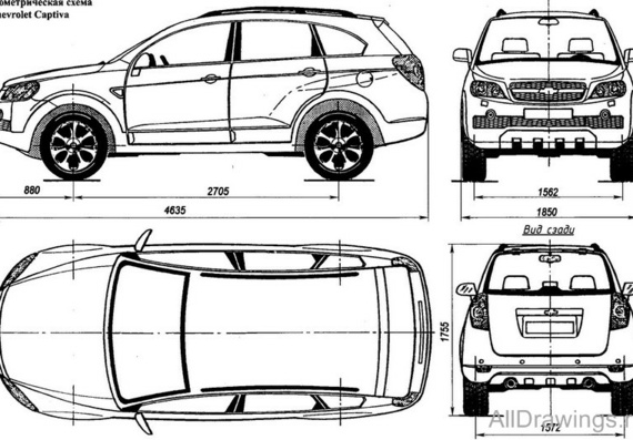 Chevrolet Captiva (2008) (Шевроле Каптива (2008)) - чертежи (рисунки) автомобиля